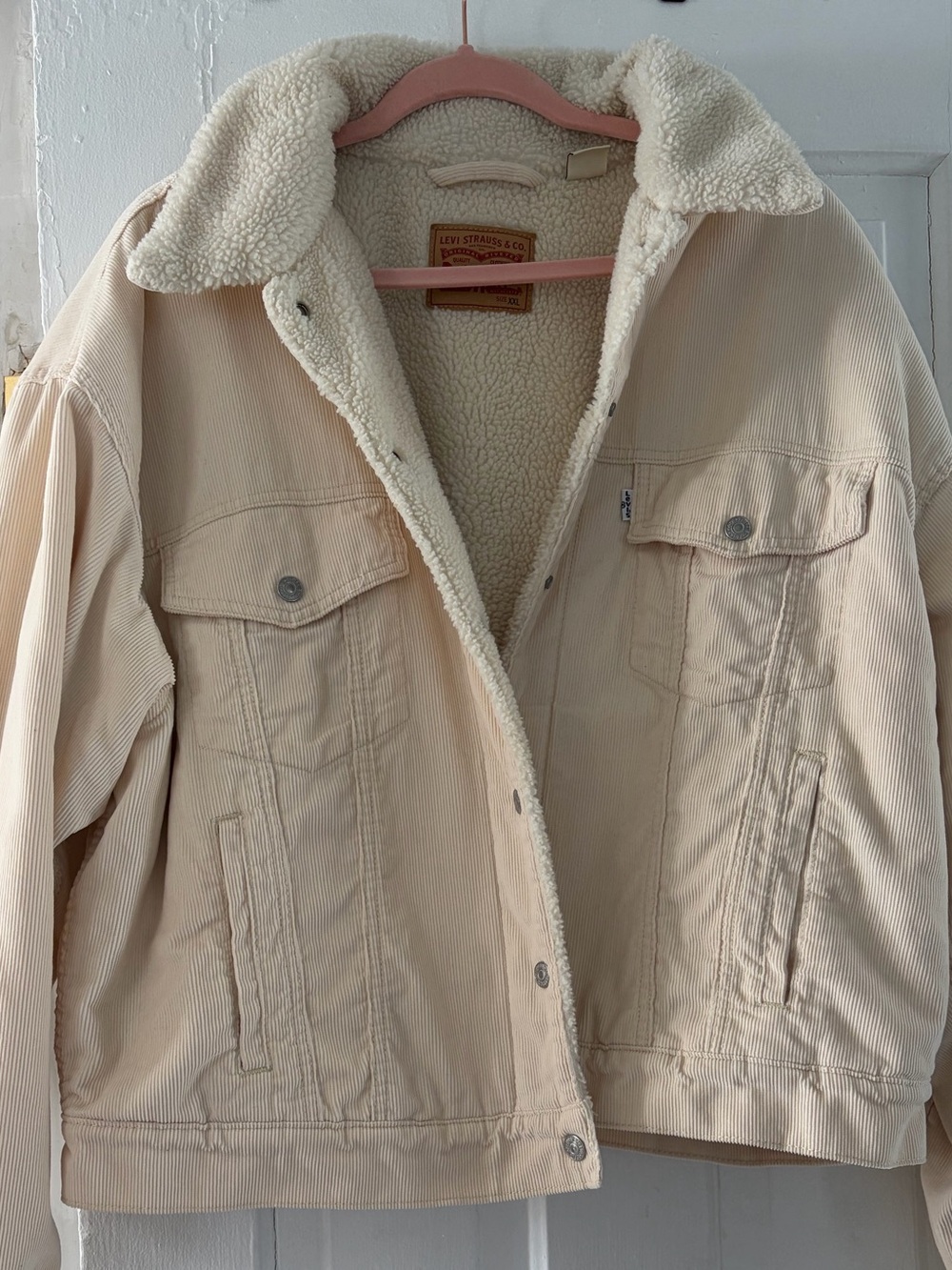 Levi's Cream Corduroy Sherpa Trucker Jacket